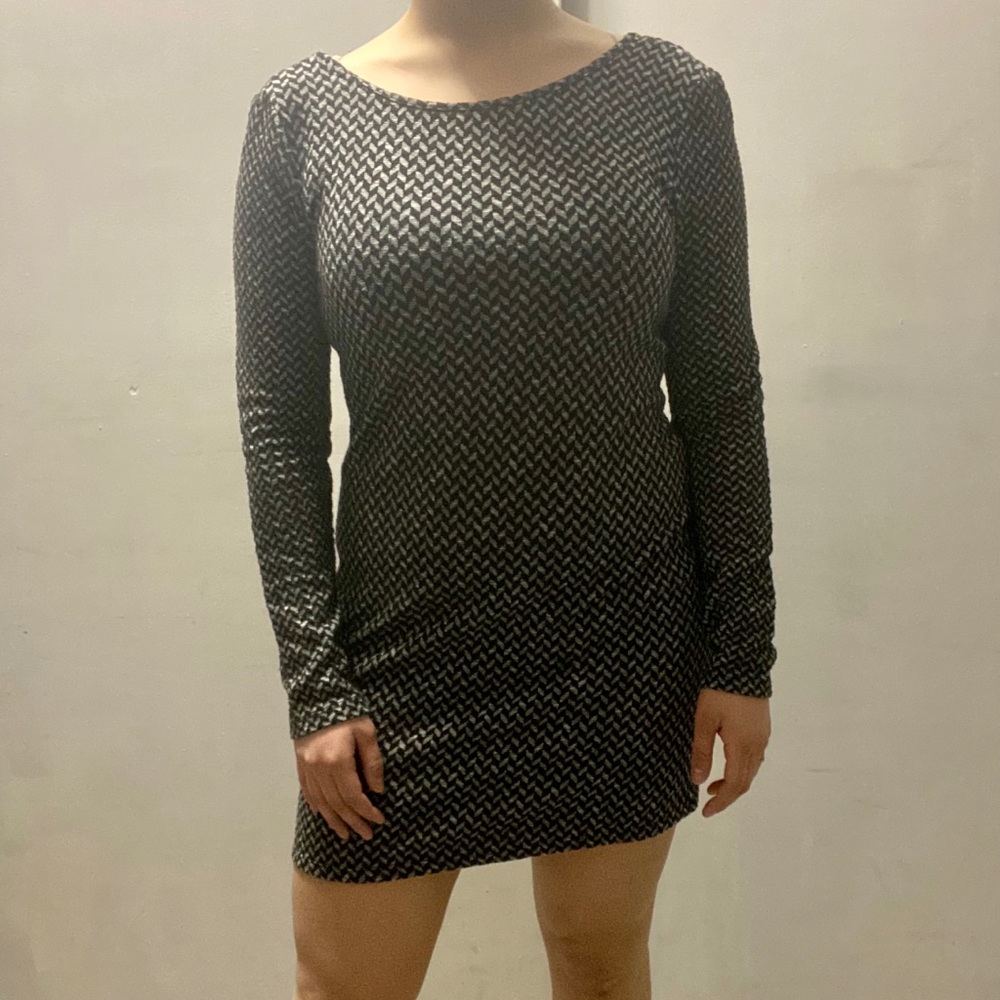 Black and white long sleeved dress